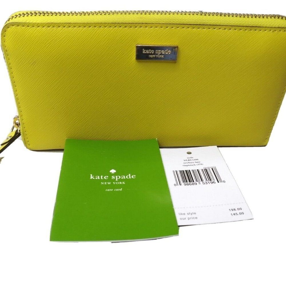 Kate Spade Neda Newbury Lane Zip Around Wallet Neon Yellow WLRU1498